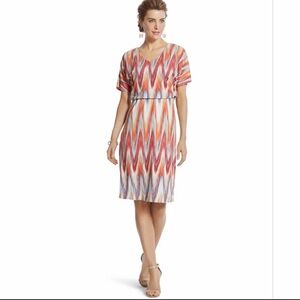 Chico's Ikat Print Multicolor Short Sleeve Dress